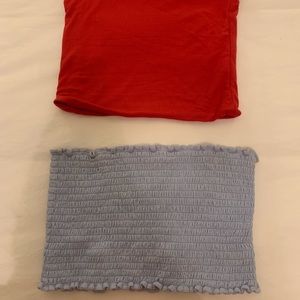 Red tube top and blue tube top